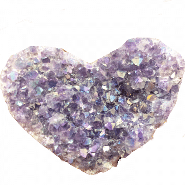 polished Amethyst Druzy Heart with Angel AURA